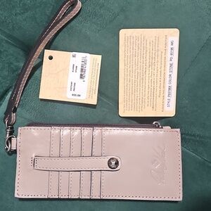 Patricia Nash Alanna Leather Credit Card Wristlet RFID Wallet - STONE New
